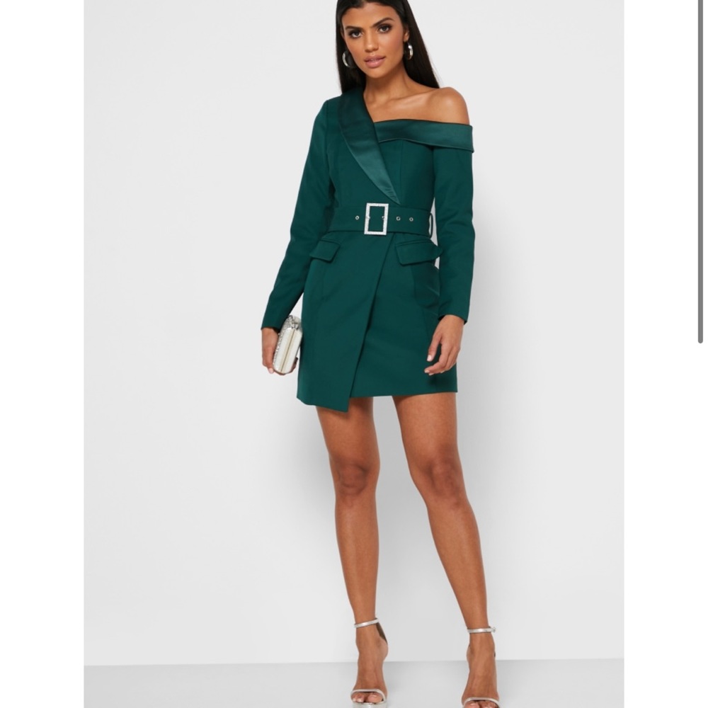 Gorgeous Lavish Alice one Shoulder Belted Blazer Dress